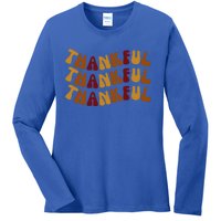 Cute Retro Thankful Vibes Cute Retro Thanksgiving Fall Gift Ladies Long Sleeve Shirt