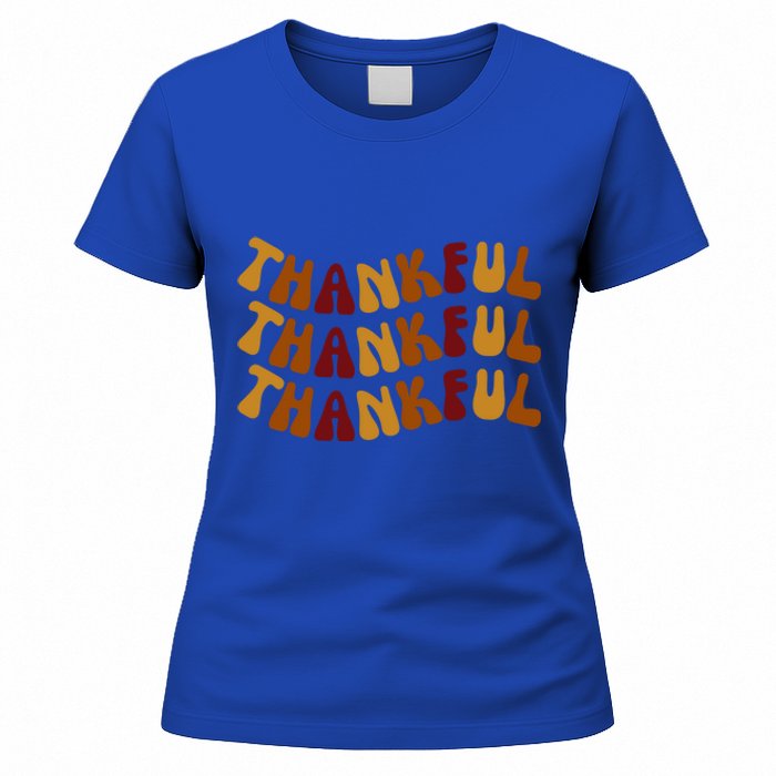 Cute Retro Thankful Vibes Cute Retro Thanksgiving Fall Gift Women's T-Shirt