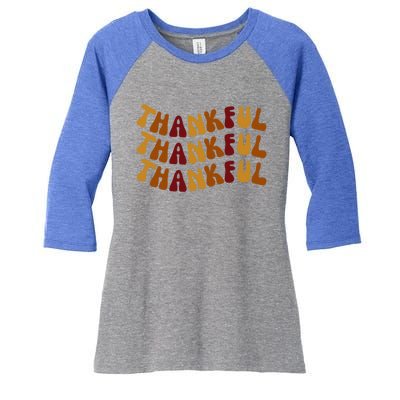 Cute Retro Thankful Vibes Cute Retro Thanksgiving Fall Gift Women's Tri-Blend 3/4-Sleeve Raglan Shirt