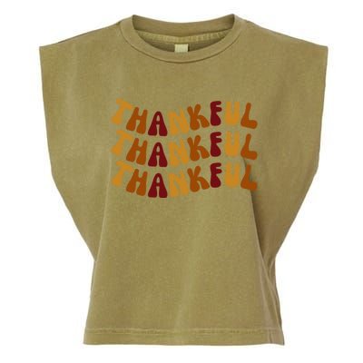 Cute Retro Thankful Vibes Cute Retro Thanksgiving Fall Gift Garment-Dyed Women's Muscle Tee