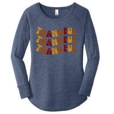 Cute Retro Thankful Vibes Cute Retro Thanksgiving Fall Gift Women's Perfect Tri Tunic Long Sleeve Shirt