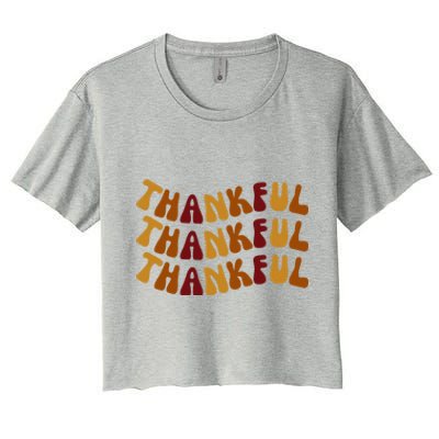 Cute Retro Thankful Vibes Cute Retro Thanksgiving Fall Gift Women's Crop Top Tee