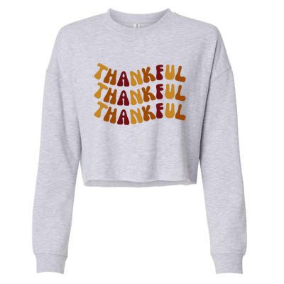 Cute Retro Thankful Vibes Cute Retro Thanksgiving Fall Gift Cropped Pullover Crew