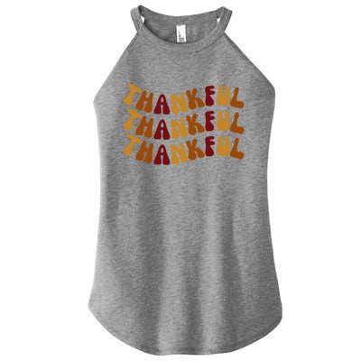 Cute Retro Thankful Vibes Cute Retro Thanksgiving Fall Gift Women’s Perfect Tri Rocker Tank