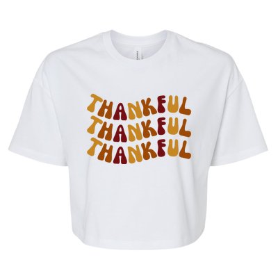 Cute Retro Thankful Vibes Cute Retro Thanksgiving Fall Gift Bella+Canvas Jersey Crop Tee