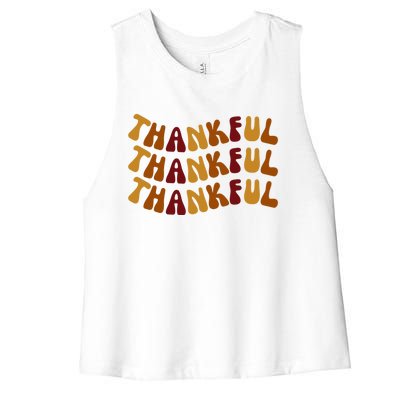 Cute Retro Thankful Vibes Cute Retro Thanksgiving Fall Gift Women's Racerback Cropped Tank