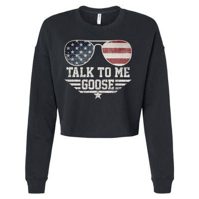 Cool Retro Talk To Me Goose Cropped Pullover Crew