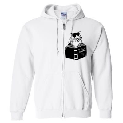 Cat Reading To Kill A Mockingbird Funny Full Zip Hoodie