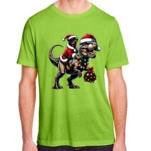 Christmas Rottweiler Trex Santa Hat Festive Dinosaur Dog Great Gift Adult ChromaSoft Performance T-Shirt