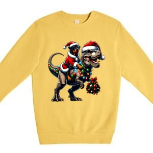 Christmas Rottweiler Trex Santa Hat Festive Dinosaur Dog Great Gift Premium Crewneck Sweatshirt