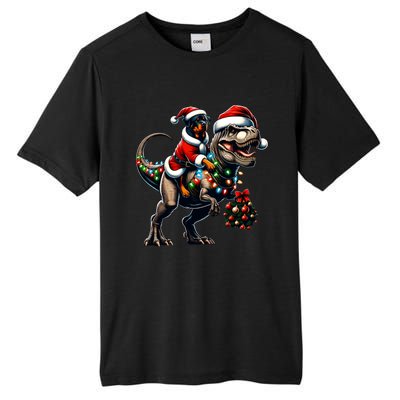 Christmas Rottweiler Trex Santa Hat Festive Dinosaur Dog Great Gift Tall Fusion ChromaSoft Performance T-Shirt