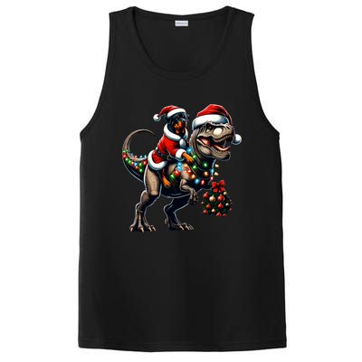 Christmas Rottweiler Trex Santa Hat Festive Dinosaur Dog Great Gift PosiCharge Competitor Tank