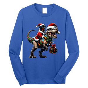 Christmas Rottweiler Trex Santa Hat Festive Dinosaur Dog Great Gift Long Sleeve Shirt