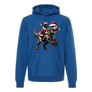 Christmas Rottweiler Trex Santa Hat Festive Dinosaur Dog Great Gift Premium Hoodie