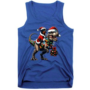 Christmas Rottweiler Trex Santa Hat Festive Dinosaur Dog Great Gift Tank Top