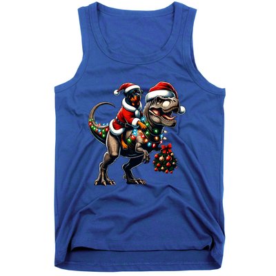 Christmas Rottweiler Trex Santa Hat Festive Dinosaur Dog Great Gift Tank Top