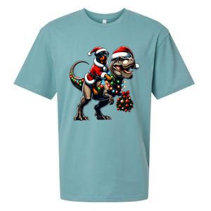 Christmas Rottweiler Trex Santa Hat Festive Dinosaur Dog Great Gift Sueded Cloud Jersey T-Shirt