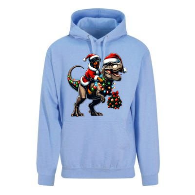 Christmas Rottweiler Trex Santa Hat Festive Dinosaur Dog Great Gift Unisex Surf Hoodie