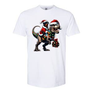 Christmas Rottweiler Trex Santa Hat Festive Dinosaur Dog Great Gift Softstyle CVC T-Shirt