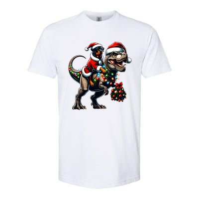 Christmas Rottweiler Trex Santa Hat Festive Dinosaur Dog Great Gift Softstyle CVC T-Shirt