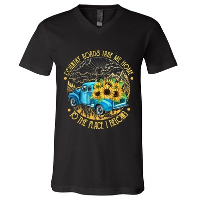 Country Roads Take Me Home To The Place I Belong V-Neck T-Shirt