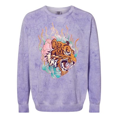 Cool Roaring Tiger Japanese Tattoo Colorblast Crewneck Sweatshirt