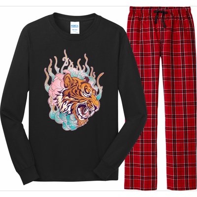 Cool Roaring Tiger Japanese Tattoo Long Sleeve Pajama Set