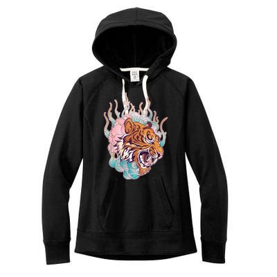 Cool Roaring Tiger Japanese Tattoo Women's Fleece Hoodie