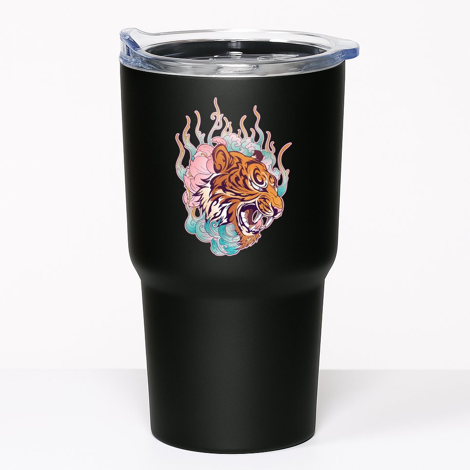 Cool Roaring Tiger Japanese Tattoo Tumbler