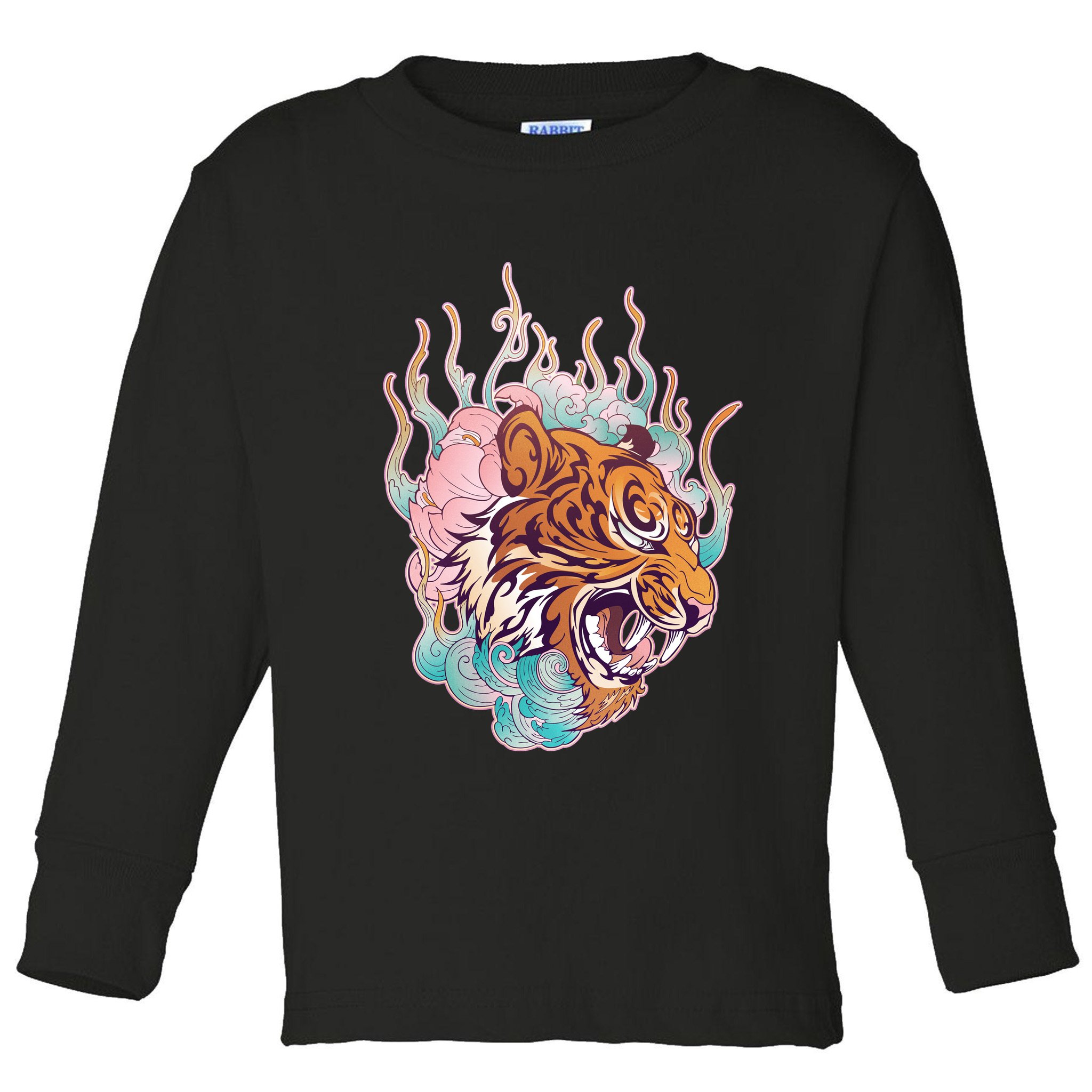 Cool Roaring Tiger Japanese Tattoo Toddler Long Sleeve Shirt