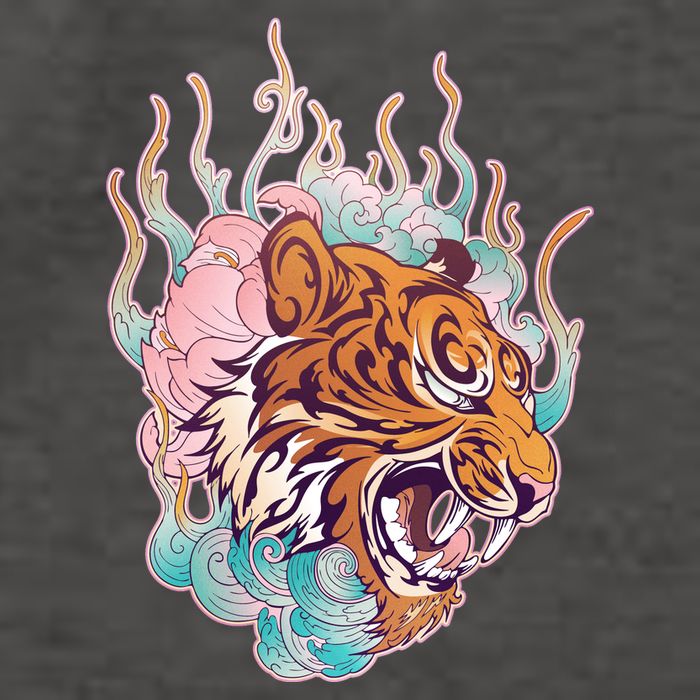 Cool Roaring Tiger Japanese Tattoo Vector Backpack