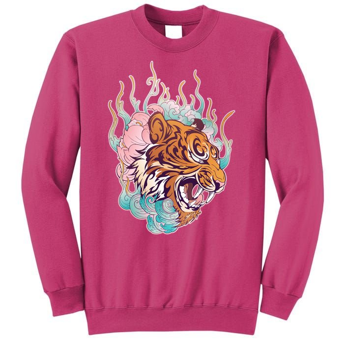 Cool Roaring Tiger Japanese Tattoo Sweatshirt