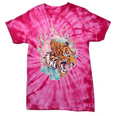 Cool Roaring Tiger Japanese Tattoo Tie-Dye T-Shirt