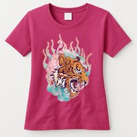 Cool Roaring Tiger Japanese Tattoo Womens T-Shirt