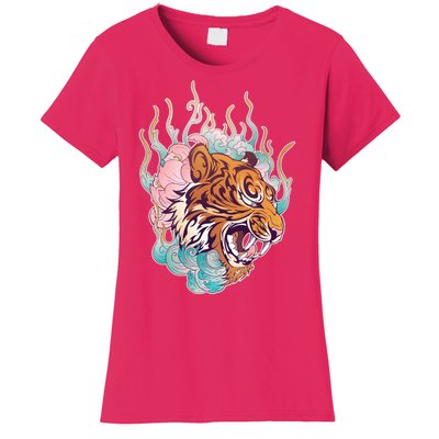 Cool Roaring Tiger Japanese Tattoo Women's T-Shirt