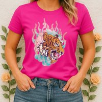 Cool Roaring Tiger Japanese Tattoo Womens T-Shirt