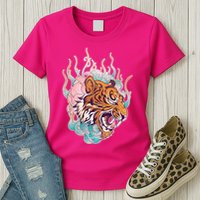 Cool Roaring Tiger Japanese Tattoo Womens T-Shirt