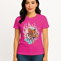 Cool Roaring Tiger Japanese Tattoo Womens T-Shirt