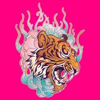 Cool Roaring Tiger Japanese Tattoo Women's V-Neck T-Shirt