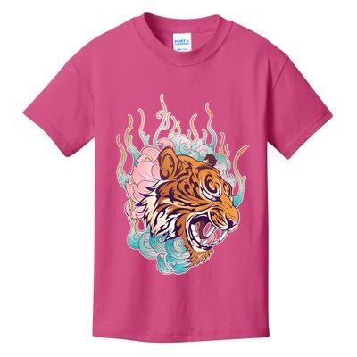 Cool Roaring Tiger Japanese Tattoo Kids T-Shirt