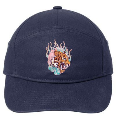 Cool Roaring Tiger Japanese Tattoo 7-Panel Snapback Hat