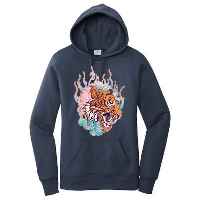 Cool Roaring Tiger Japanese Tattoo Women's Pullover Hoodie