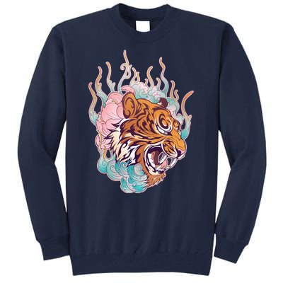 Cool Roaring Tiger Japanese Tattoo Tall Sweatshirt