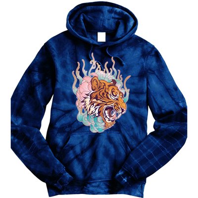 Cool Roaring Tiger Japanese Tattoo Tie Dye Hoodie