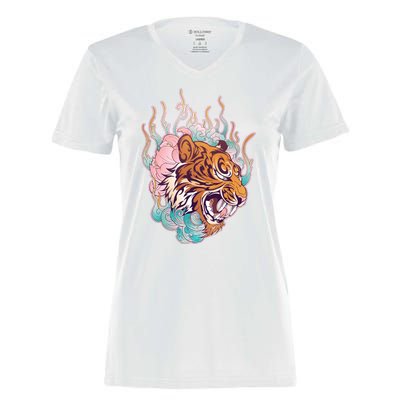 Cool Roaring Tiger Japanese Tattoo Women's Momentum V-Neck T-Shirt