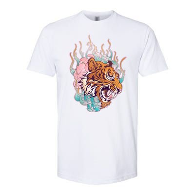 Cool Roaring Tiger Japanese Tattoo Softstyle CVC T-Shirt