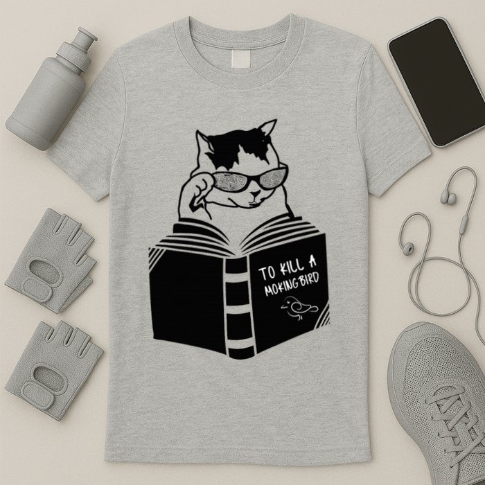 Cat Reading To Kill A Mockingbird Funny T-Shirt