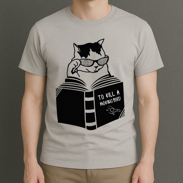 Cat Reading To Kill A Mockingbird Funny T-Shirt