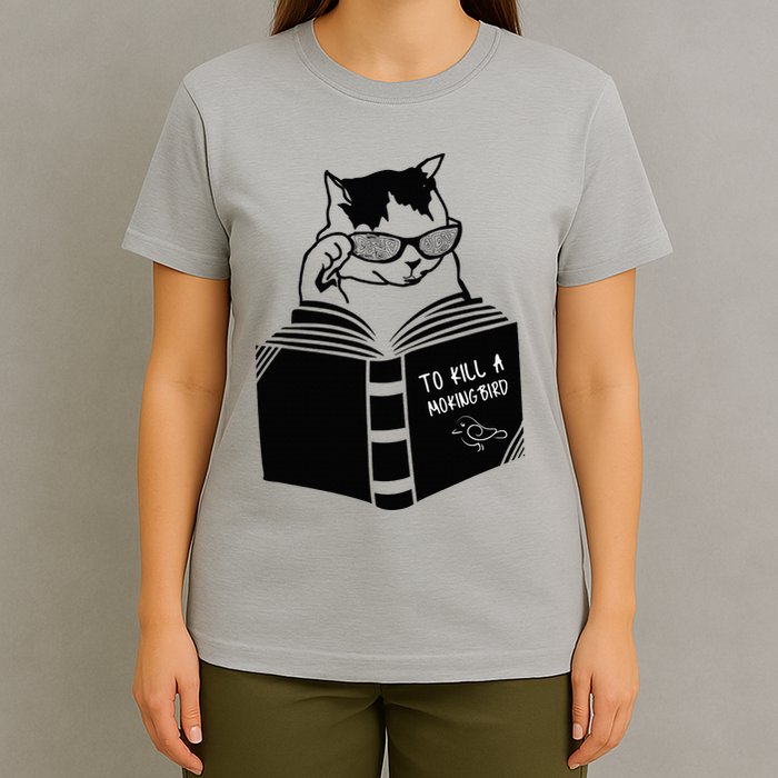 Cat Reading To Kill A Mockingbird Funny T-Shirt