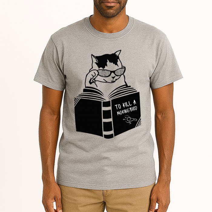 Cat Reading To Kill A Mockingbird Funny Tall T-Shirt